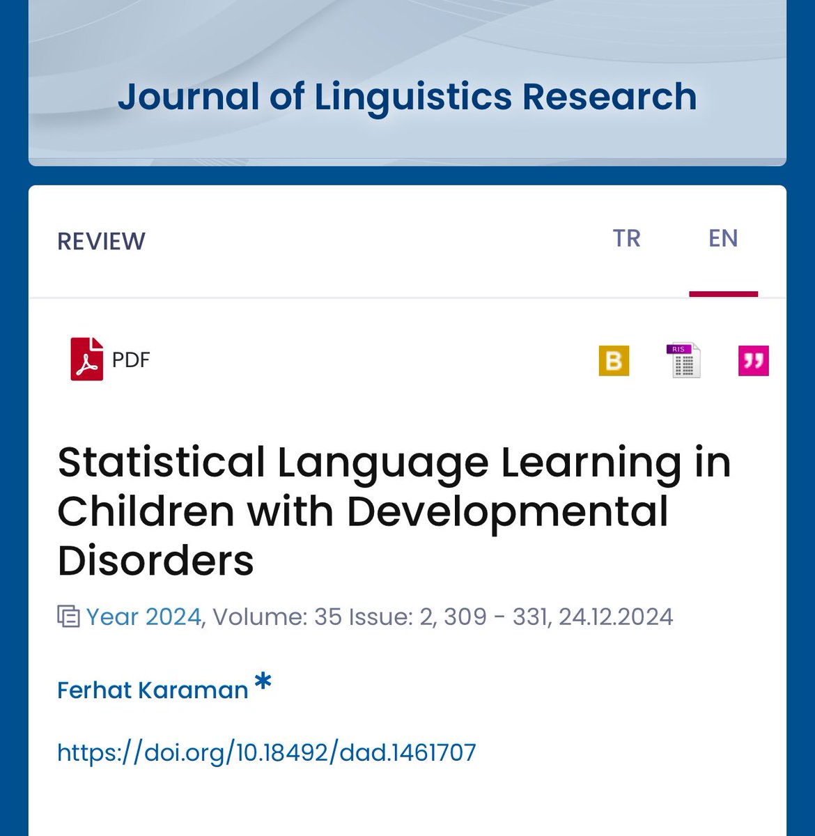 KaramanFerhat's tweet photo. The last paper of the year published in Journal of Linguistics Research!

https://t.co/Iscn0jMRHW https://t.co/We3mjTMTRV