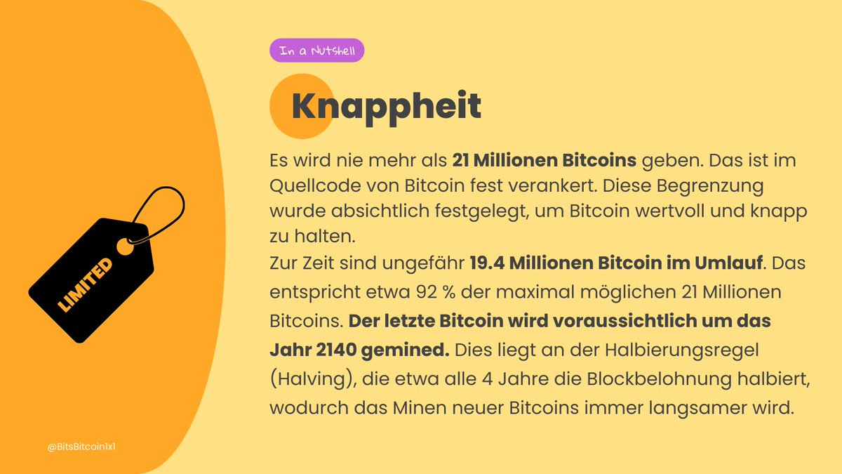 BitsBitcoin1x1's tweet photo. Das macht #Bitcoin so wertvoll! Es wird nie mehr als 21 Millionen Bitcoin geben. Bis der letzte Bitcoin aber gemined ist, dauert es noch über 100 Jahre. https://t.co/y9tFbBkcXl