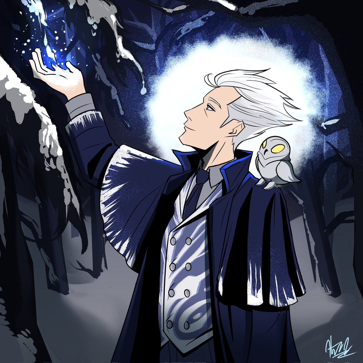 Here is Alastair Eaton as Jack Frost because why not? 
#art #artist #oc #ocart #jackfrost #winter #digitalart #digital