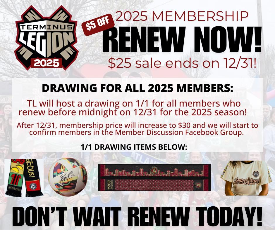 **RENEW NOW for 2025 Terminus Legion
Memberships!**
Get in on the action for just $25 (that's $5 OFF!) before **midnight on 12/31**
Plus, you'll be automatically entered to win a prize!
Secure your spot, claim your discount, and maybe score some epic gear!
rebrand.ly/TLjoin