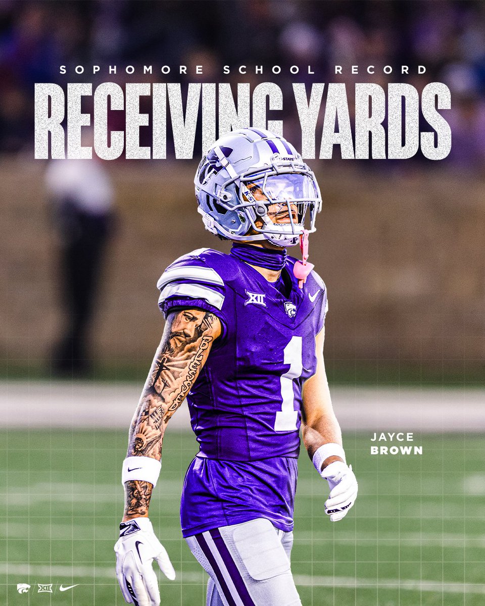 K-State Football (@kstatefb) on Twitter photo 1 of 1
<a href="/jaycebrownn/">jayce brown</a> breaks the previous school sophomore record of 816 receiving yards‼️ 1 of 1
<a href="/jaycebrownn/">jayce brown</a> breaks the previous school sophomore record of 816 receiving yards‼️
