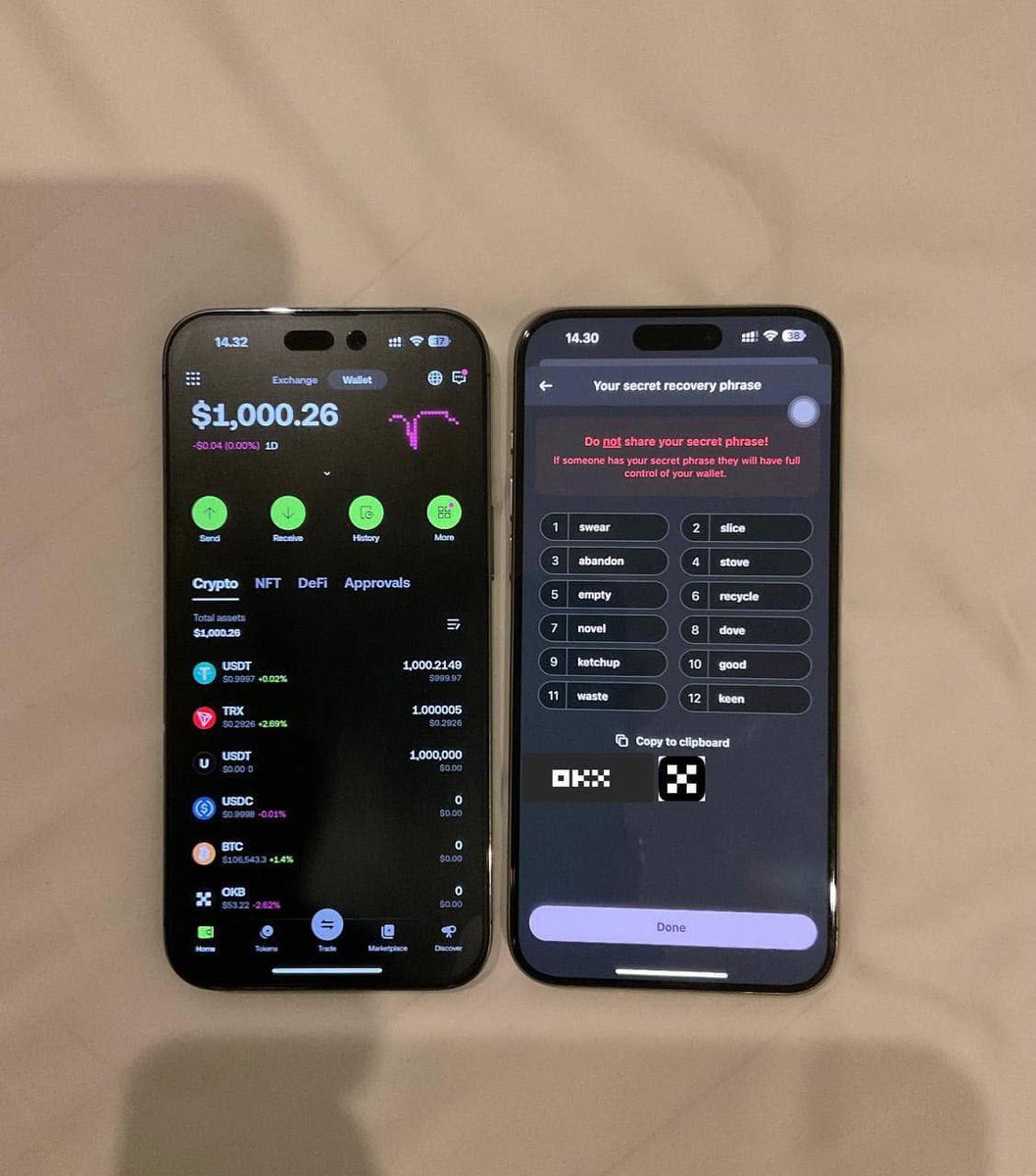 I have 107 usdt (Trc20) in my trust wallet and I need to transfer my binance  how?x
12 Seed phrase:

unusual banana horse reflect enhance frog mirror way sure riot become hand