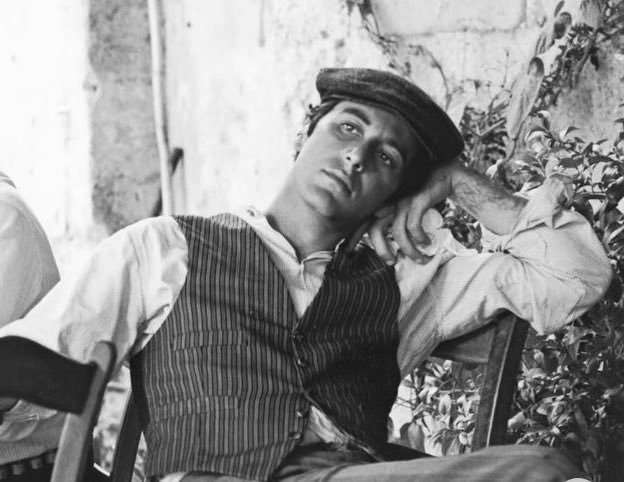 Al Pacino on the set of The Godfather (1972)