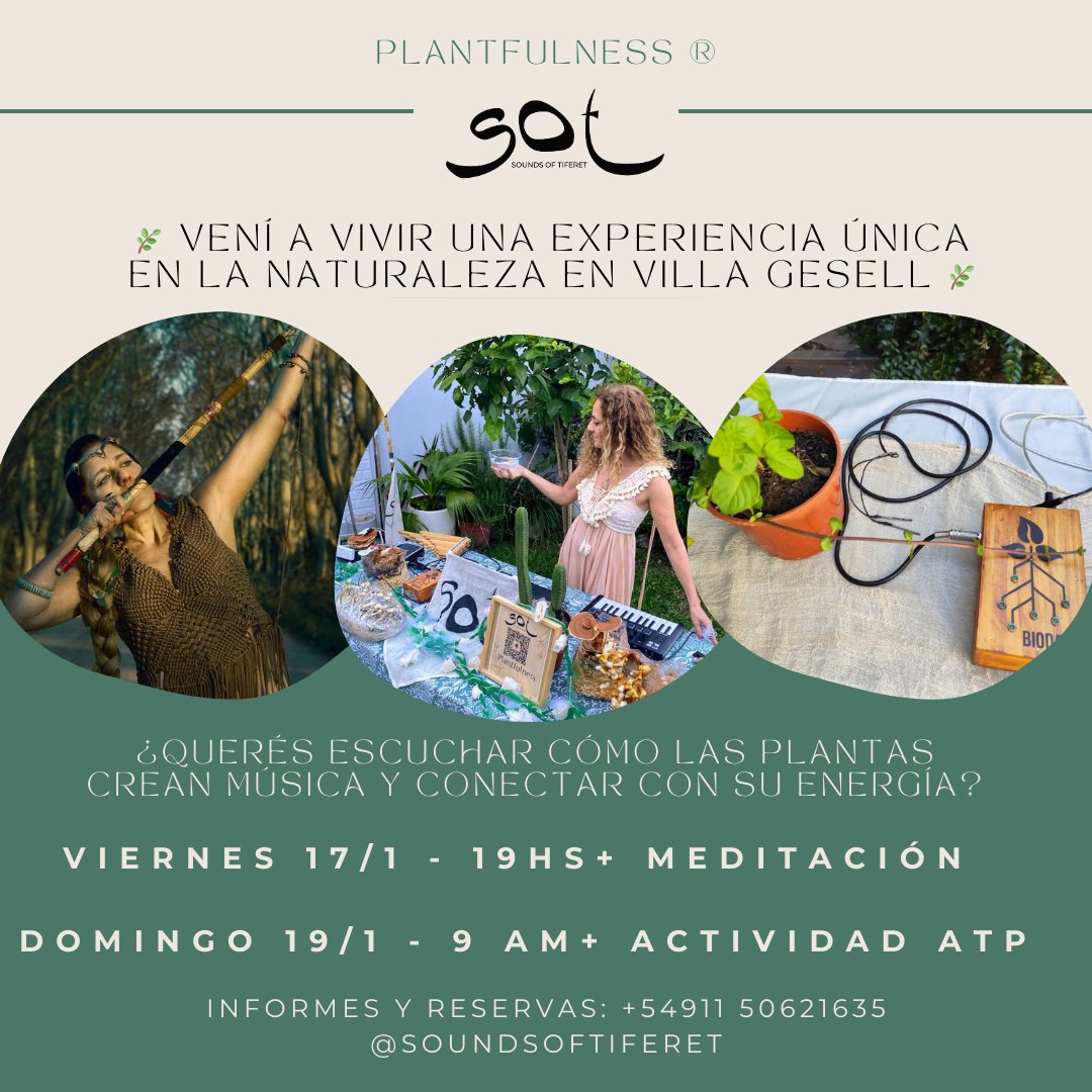Villa Gesell. ¿querés descubrir cómo las plantas se expresan a través de la música,?
📍Dónde: desde <a href="/Mexpando/">Maria Ros</a> Av. 1 1664 -  Villa Gesell.
✨ Más info y reservas por DM o al +5491150621635
🗓 Viernes 17/1 a las 19 hs + meditación 
🗓 Domingo 19/1 a las 9 am - ATP