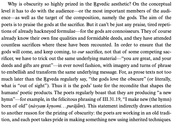 meemaansaa's tweet photo. So cool! Rigveda revels in deliberate obscurity [Screenshots from Jamison &amp; Brereton's translation of Rigveda] https://t.co/XA81oyAflK