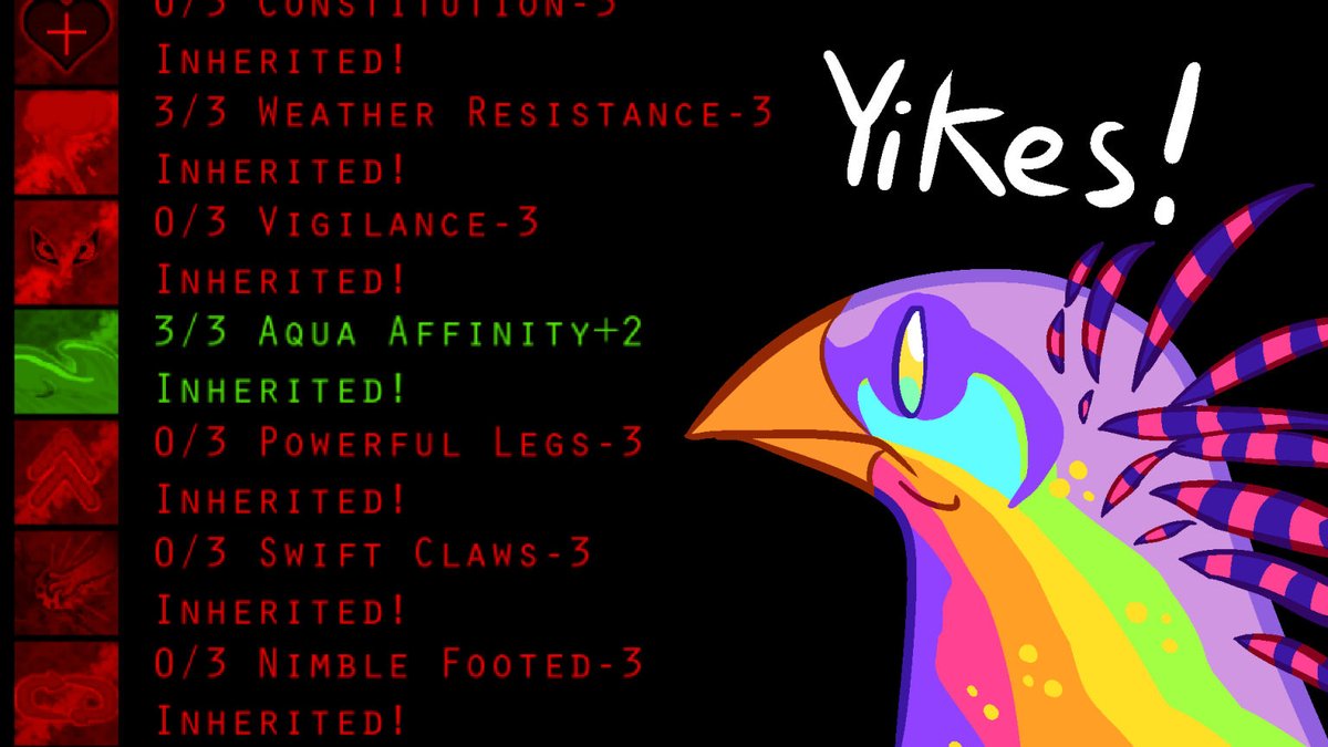 ARandomDoodler's tweet image. That time I got an awful ory with negatives in nearly every talent (my only +2 was in aqua affinity) #beastsofbermuda