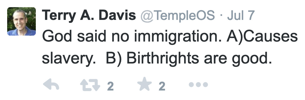 Terry A. Davis Taught Us How To Talk To God (@davisanism) on Twitter photo 