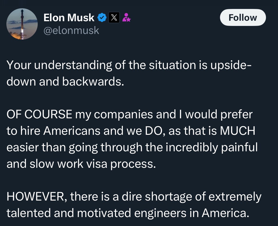 WUTangKids's tweet photo. Hey MAGAs…the guy that bought your cult leader thinks you’re all dumb and would hire immigrants over you because they’re smarter and cheaper 🤣🍿 https://t.co/HJ8ecWO3Z1