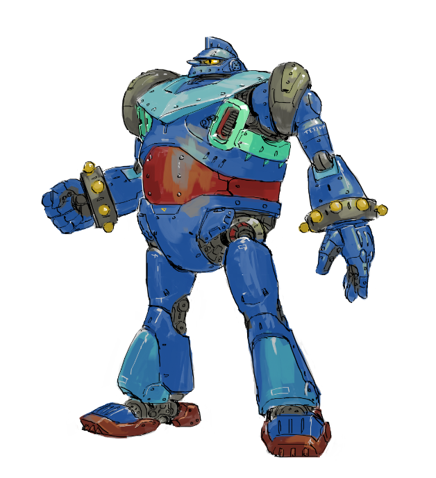 I think some super robots should be fat again. The classics all used to be--Tetsujin, Mazinger, Getter--then got slimmed down over time. It's an underrated shape: strong, but also benevolent. Like a friendly wrestler or a cool dad in your neighborhood who always helps people