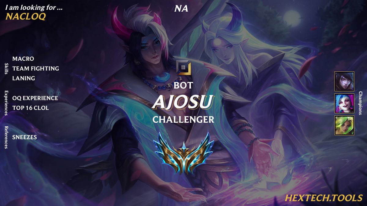 Some unfortunate things have happened and OC likely will not play in OQ. So I am looking to try out for this OQ. My skills have developed a lot over the past year and I know I am ready to compete at the highest of tier 3. Likes and retweets appreciated. Dm me for opportunities.