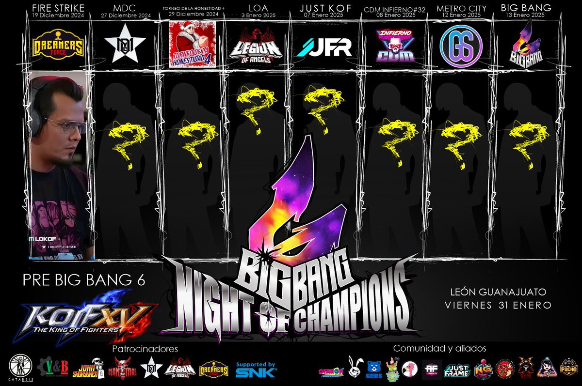 A very special MCK this January 12 at 8:30 PM AST(6:30pm CDMX) will be a part of the big bang 6 qualifiers. Winner of this event will get a flight to Big Bang 6!

Registration: start.gg/mck
Matcherino: matcherino.com/t/mckbigbang