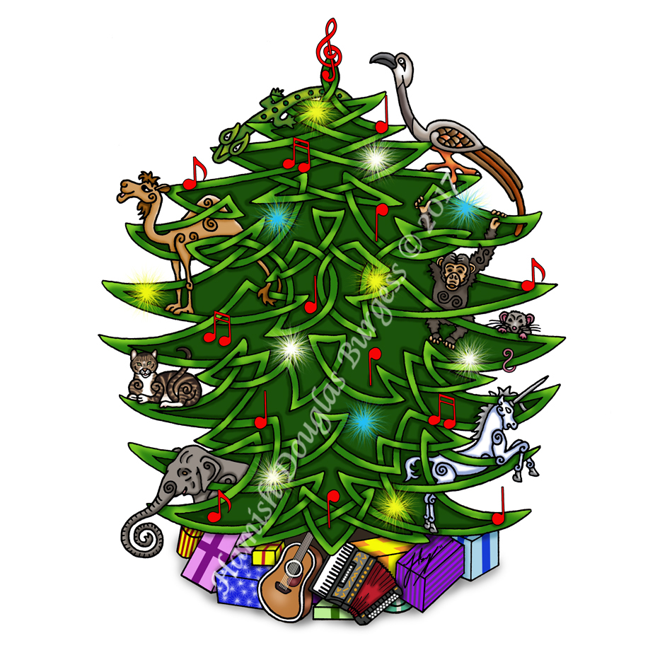 Hope you all had a Mele Kalikimaka, fine Solstice, Yuletide, Christmas.... have a good Hogmanay/New Year! Art 'Yule Tree' © Hamish Burgess 2011. <a href="/TheIrishRovers/">The Irish Rovers</a> 'MERRY MERRY' CD irishroversmusic.com. hamishburgess.com #celticart #celticdesign #celticartwork #celticartist
