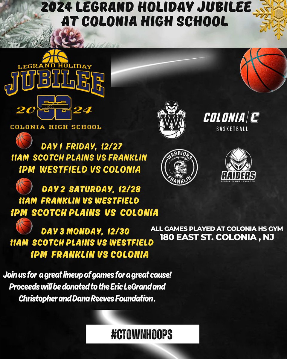 2024 LeGrand Holiday Jubilee starts tomorrow 🏀 Join CTOWNHOOPS for 3 Great Days of Basketball supporting a great cause!! #CTOWNHOOPS