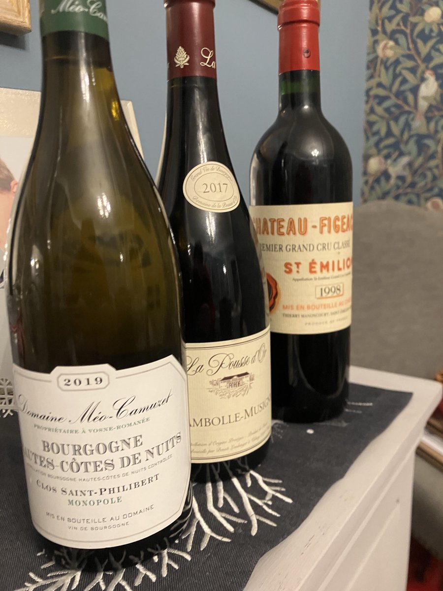 Our Christmas Day wines. The Figeac was superb and the 2 Burgundies were not far behind 🎄👌🥰