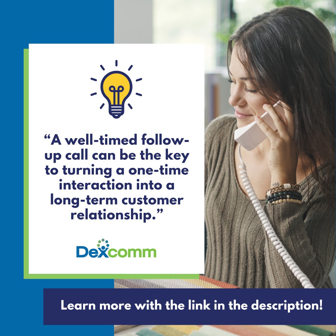 dexcommtelecomm's tweet image. 💡It's true!
📞 Retain more clients with follow-up calls!
📲 Click the link to learn more about why timely follow-ups matter!

hubs.la/Q02YdGL00

#businesssolutions #followupcalls #answeringservice #communication #customerservice