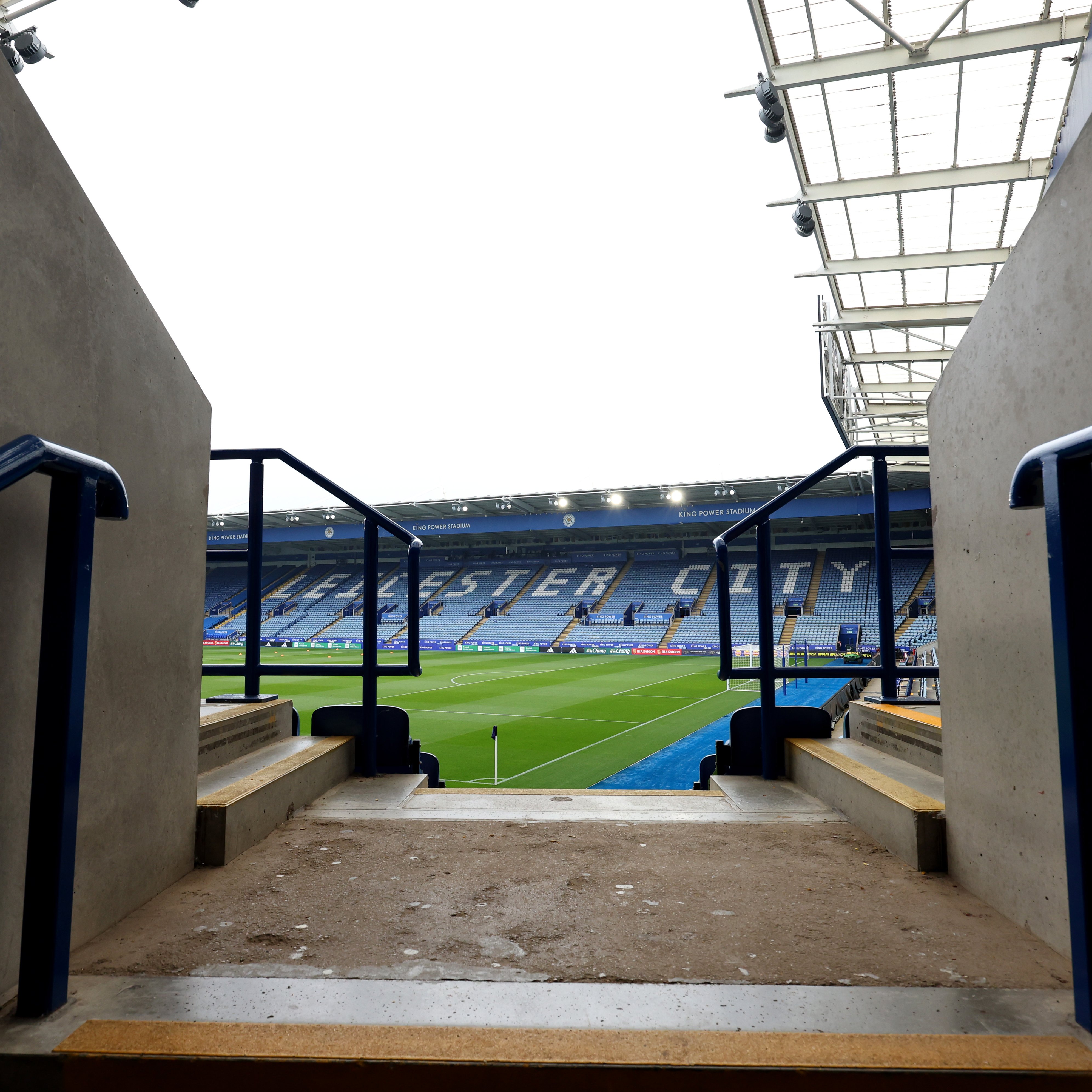 A view on the steps up into the stands at King Power Stadium.