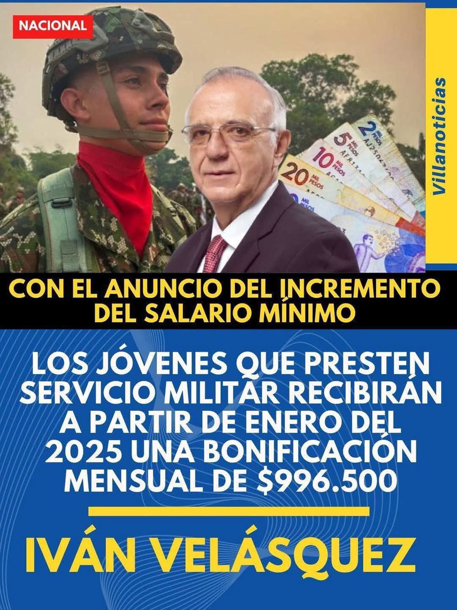 NANDOTATO's tweet photo. Excelente que se reconozca esta bonificación a quienes prestan este servicio a nuestra patria. Máxime cuando en Colombia el servicio militar lo prestan son los hijos de los más pobres. Gracias @petrogustavo y ministro de defensa @Ivan_Velasquez_ https://t.co/TeoKQT022H