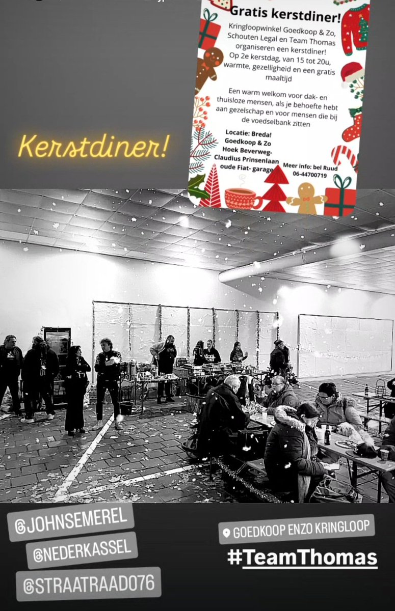 Vandaag ons kerstdiner gehad! ❄️🌲#dakloosheid #solidariteit 
<a href="/JohnSemerel/">John Semerel</a> <a href="/teamthomas_NL/">TeamThomas_NL</a>