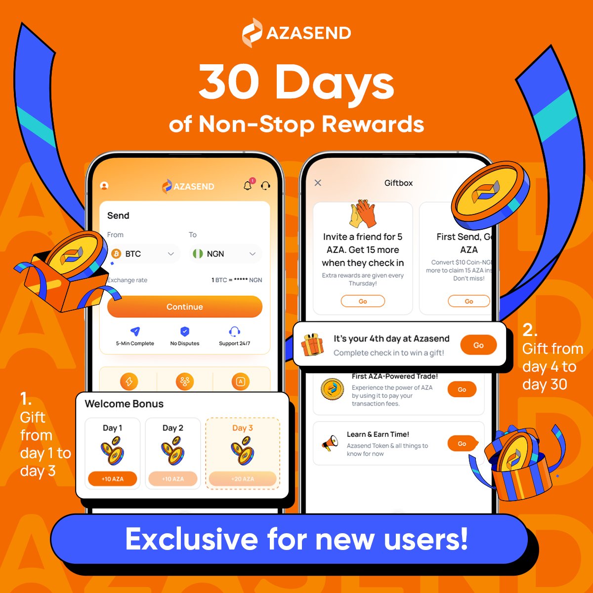azasend's tweet image. 🎉 New to Azasend?
Your First 30 Days Are Packed With Rewards!
Earn up to 40 AZA in just 3 days with daily check-ins, plus keep growing your wallet with ongoing Giftbox bonuses.
Don’t miss your chance to kickstart your crypto journey!  
👉 Discover the Welcome Bonus:…