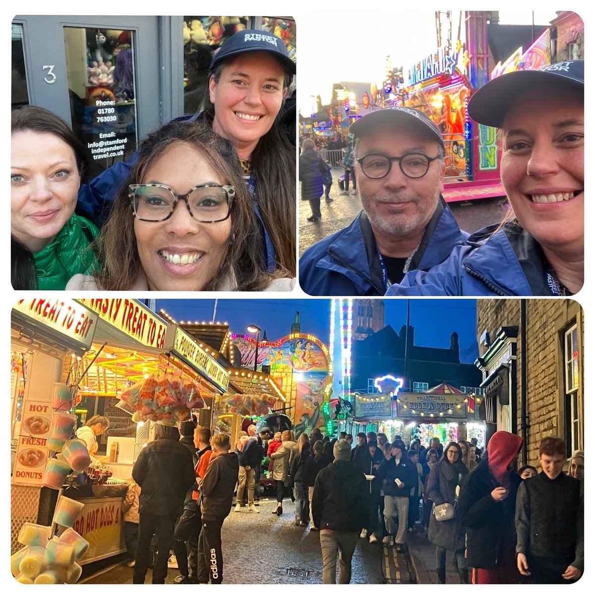 March 2024 #StamfordStreetPastors Yvette and Jorge bumped into SKDC Cllr Rhea Rayside and one of our lovely Stamford Ukrainian ladies, Liliya at the fair.