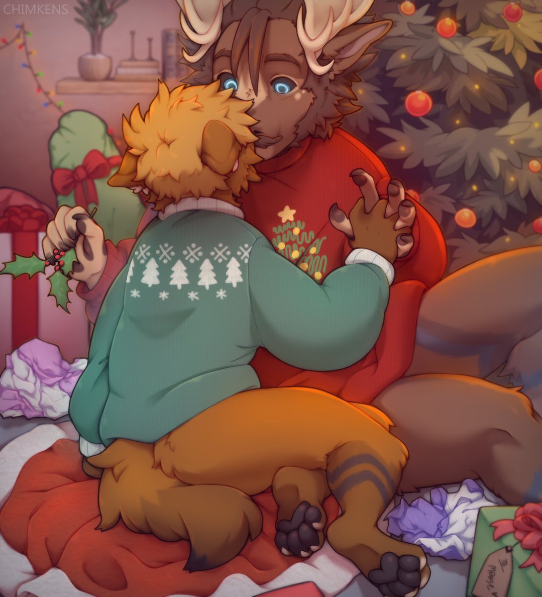 Diffuse Moose ➡️ FWA (@diffusemoose) on Twitter photo "Hey hun, where do you want me to put this Mooseltoe-- oop!" *SMOOWCH*
What an unexpected, yet delightful surprise!
Happy Holidays! I hope you're spending it with someone you love. Online, in-person. Either way! :3 🎄🎅❤️
🐺: <a href="/PiousWuff/">PiousWolf 🔜 DenFur</a>
🎨: Chimkens (on FurAffinity) "Hey hun, where do you want me to put this Mooseltoe-- oop!" *SMOOWCH*
What an unexpected, yet delightful surprise!
Happy Holidays! I hope you're spending it with someone you love. Online, in-person. Either way! :3 🎄🎅❤️
🐺: <a href="/PiousWuff/">PiousWolf 🔜 DenFur</a>
🎨: Chimkens (on FurAffinity)