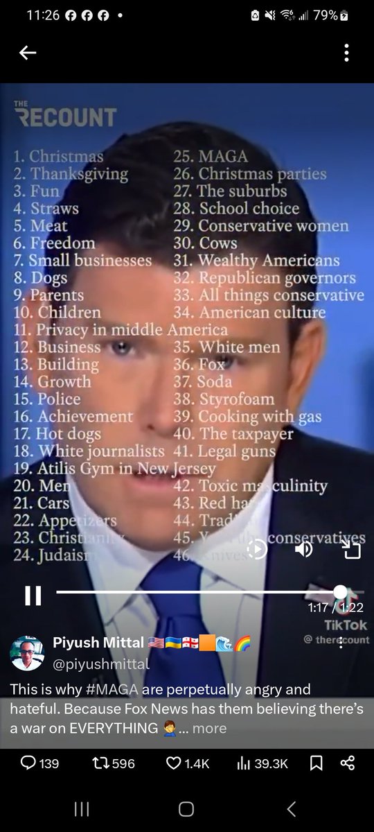 Here is just a partial list of things that <a href="/FoxNews/">Fox News</a> Morons have claimed that Democrats and Progressives have declared "A War on..." 🤣🤣🤣