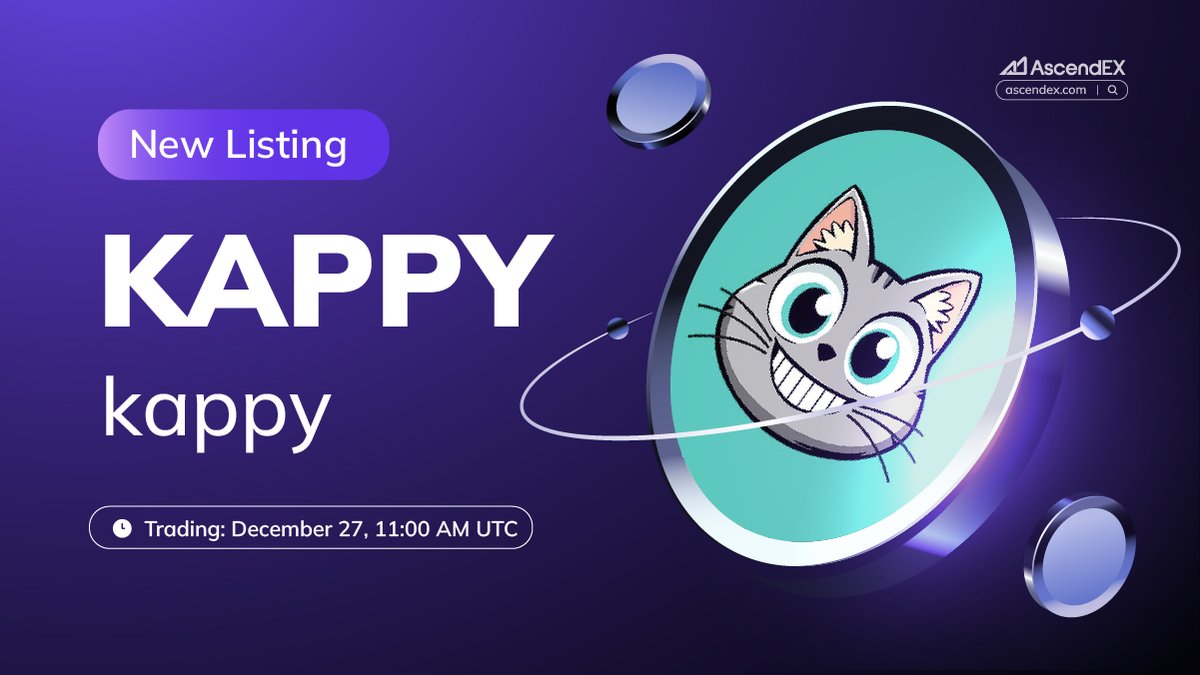AscendEX_'s tweet image. 🚀 #AscendEX is thrilled to announce the @kappykatofkaspa (#KAPPY) listing under the trading pair #KAPPY/USDT. Details are as follows:

✅ Deposit: Opened
✅Trading: December 27, 11:00 AM UTC
✅Withdrawal: December 28, 11:00 AM UTC

👀 More Details👉ascendex.com/en/support/art…
🔗