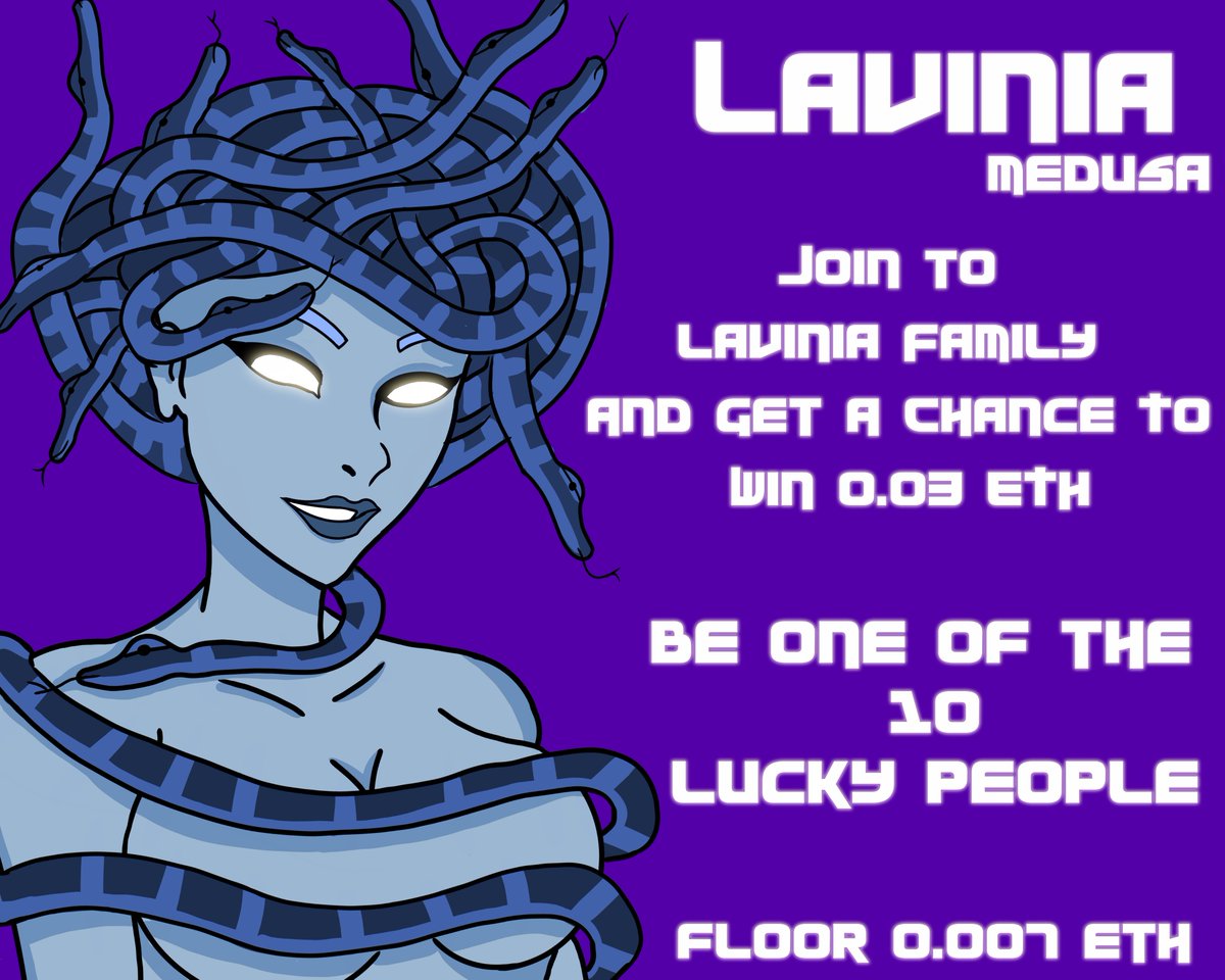 💎From now on a live draw will be held among the first 9 people who purchase Lavinia and 1 lucky person will be given a gift of 0.03 eth.

🎫4 people have already participated in the draw. Don't miss this chance.

😍 Join To Fam : opensea.io/collection/lav…

#NFTGiveaway #NFTDrop