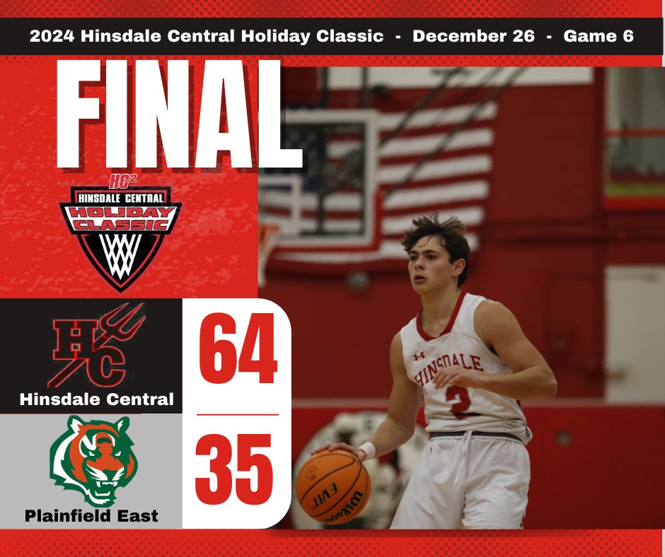 Nine different players tallied points as Hinsdale Central defeated Plainfield East 64-35 and cruised into the quarterfinals of the 2024 Hinsdale Central Holiday Classic. Dillon Orozco led Hinsdale Central with a game-high 16 points.
Recap &amp; Box Score at: hcholidayclassic.com/2024stats/24hc…