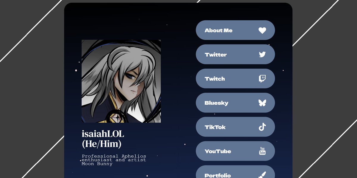 isaiahLOLart's tweet image. So I finally made myself a carrd where I can keep a bunch of art stuff for future projects
isaiahlolart.carrd.co
