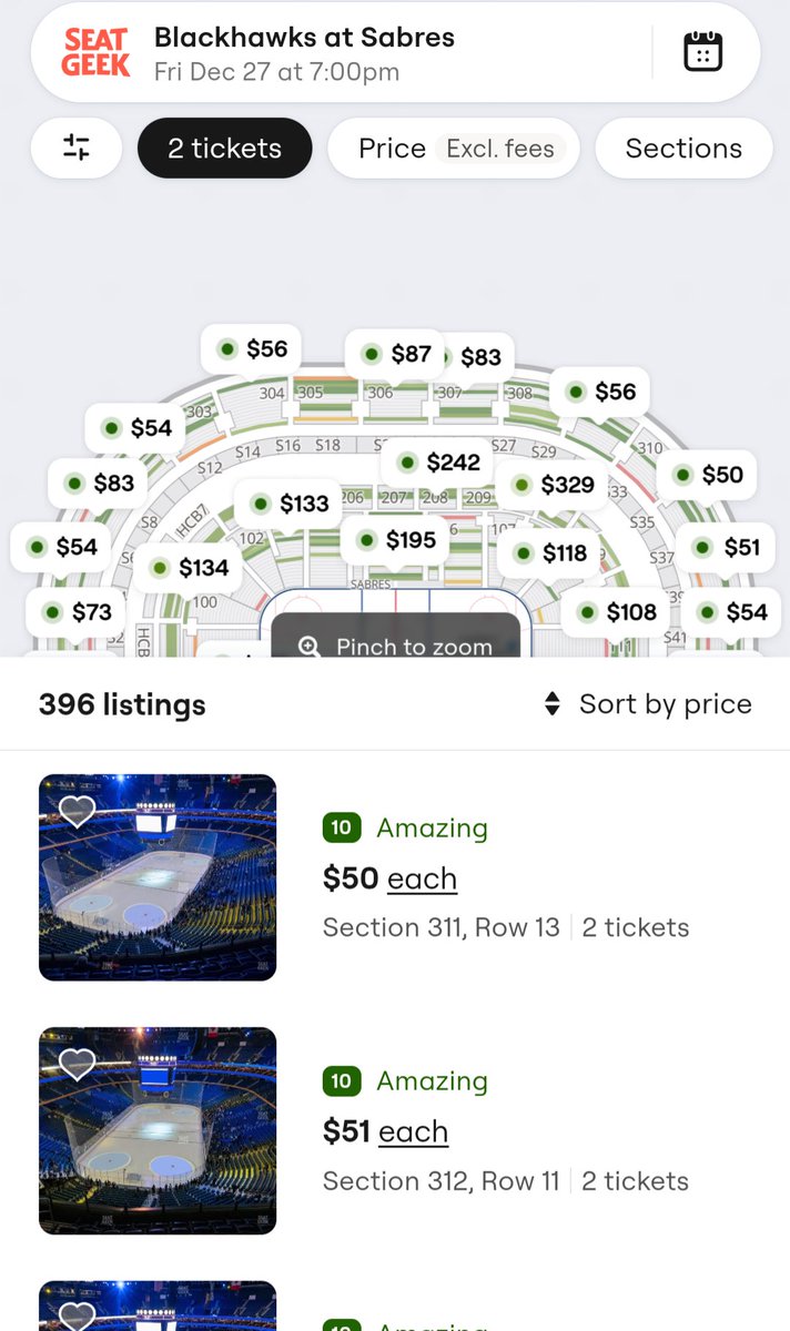 mikemikemac's tweet image. Cheapest pair of tickets available this weekend, Sabres vs Bandits