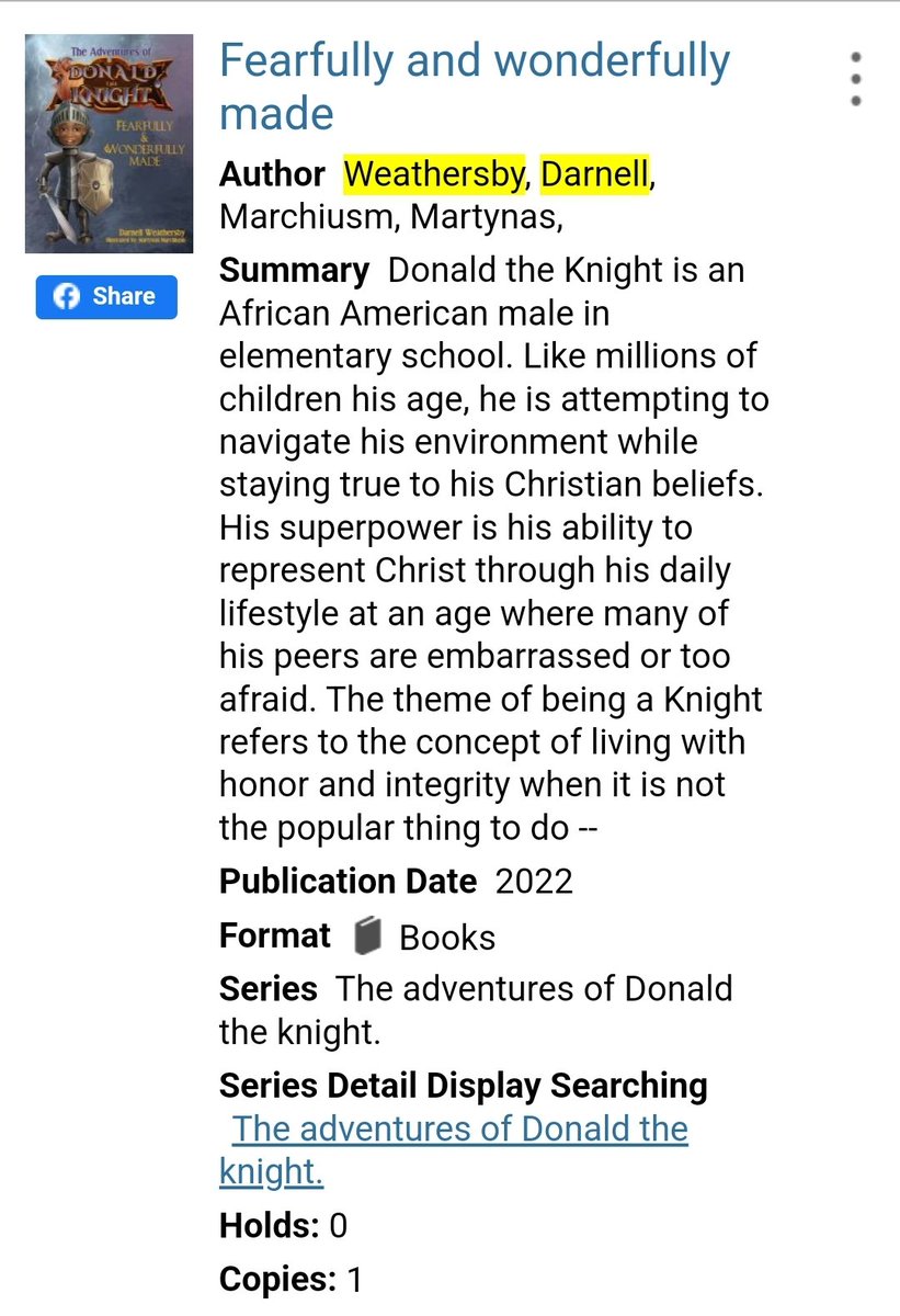 LeadOneLLC's tweet photo. Guess what book is now available at the Oswego Public Library???
#DonaldtheKnight #books #reading #library #children #family #ForHisGlory #LeadOne https://t.co/2qN0KWD3XR