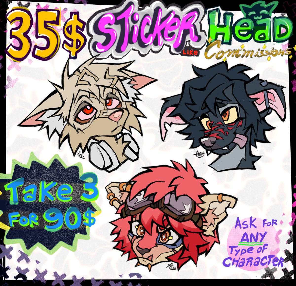 ARICAT98's tweet photo. if you ever wonder how would your character look like on my style, this is the right time to find out! 😉
DM me to get yours!

RTs are really appreciated! I’ll be using the money to buy my meds and some other health stuff, I’ll finish at least one per day while I work on pending animations