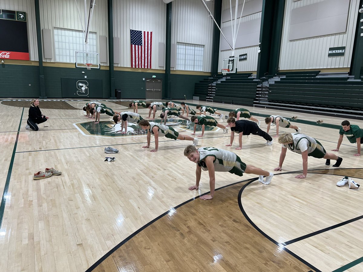 We ended practice with our 2nd annual Christmas yoga session. Special thanks to @healthy_by_haley for leading our team again this year. These guys were pushed mentally and physically. #ALLIN #PUHT