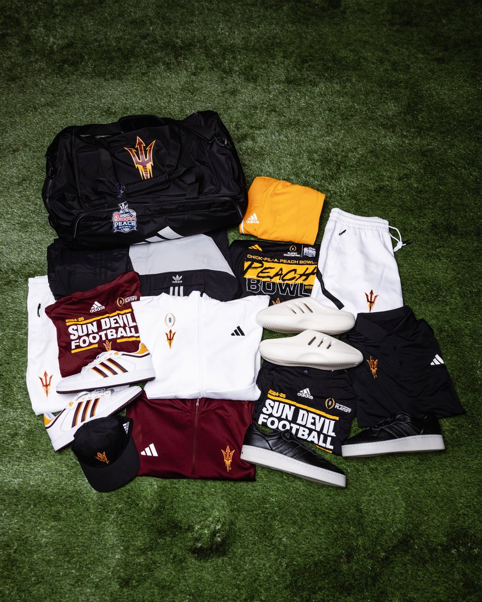 ASUFootball's tweet photo. Postseason drip check 💧

@adidasFballUS 

#ForksUp /// #CFAPeachbowl https://t.co/XS936dPNmF