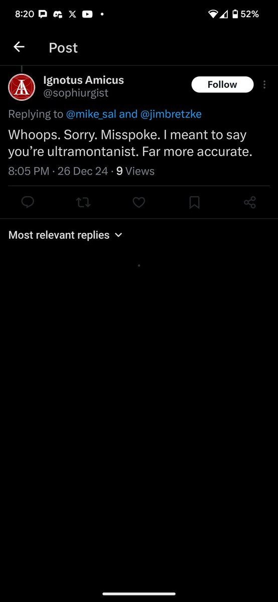 mike_sal's tweet image. Never fails. Present a trad with factual, concrete arguments. Get hit with an ad hominum attack. Get blocked. The actions of someone who doesn't have a strong argument.