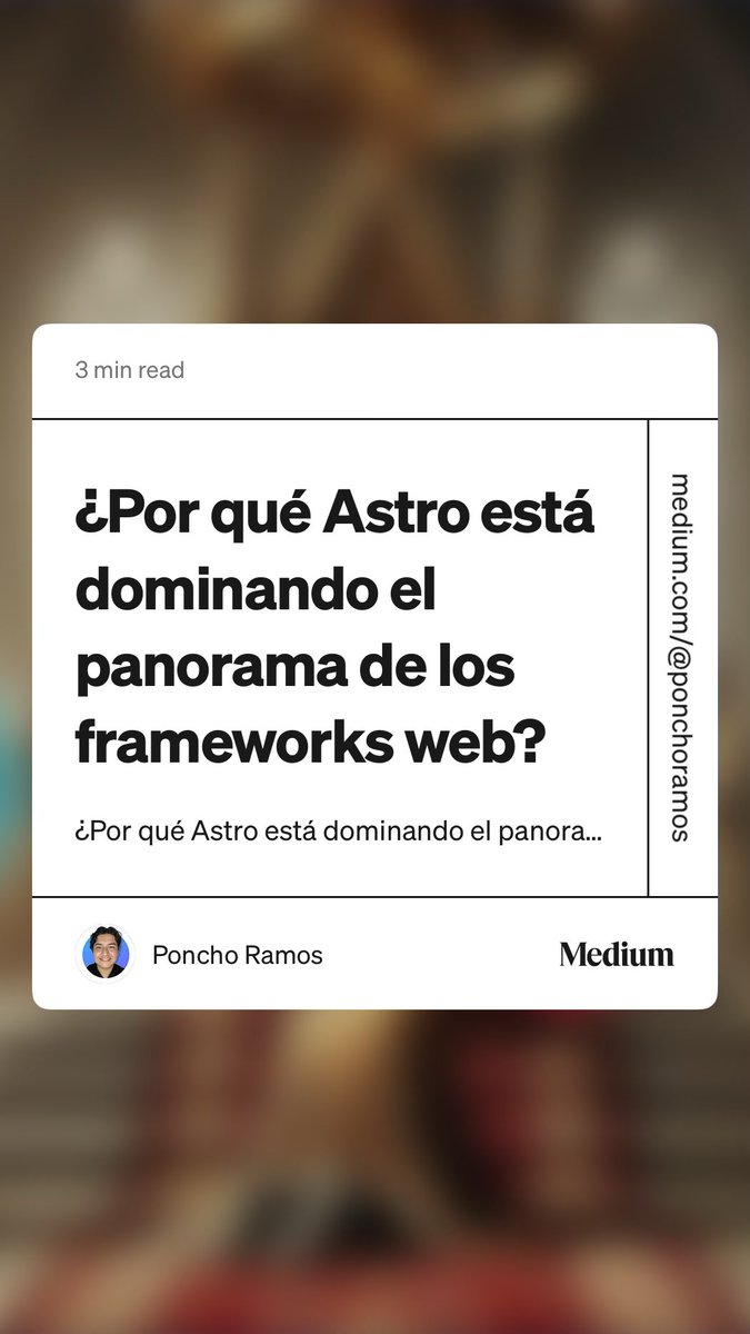 PonchoRamosDev's tweet photo. 🚀 ¿Por qué Astro está conquistando el desarrollo web? 💻 Desde su rendimiento insuperable hasta su flexibilidad para usar React, Vue o Svelte, ¡te cuento todo en mi blog! Descubre si es el framework que necesitas: https://t.co/tTvTD4ZL16
#Astro #DesarrolloWeb #Frontend https://t.co/Ogn7h1jZ2C