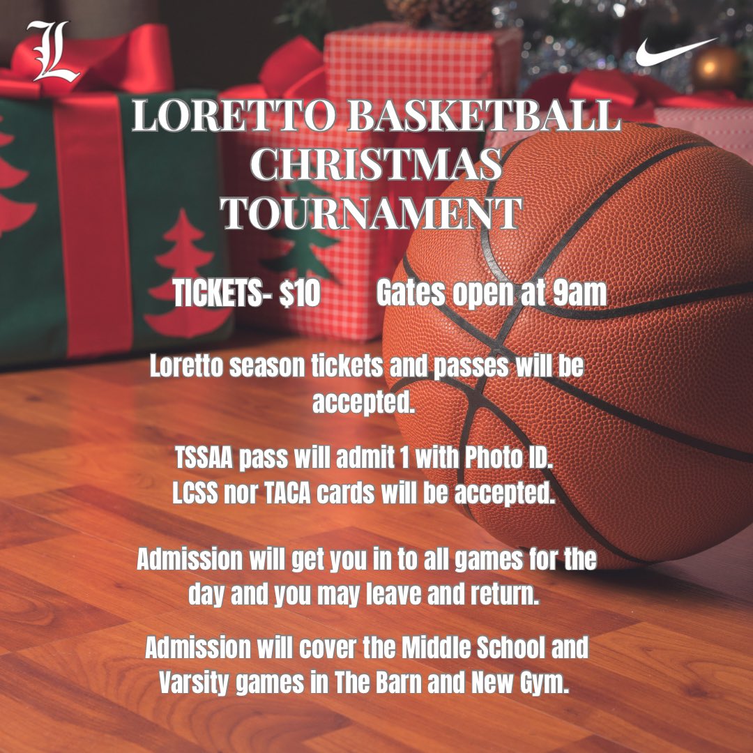 lorettohoops's tweet photo. Our Christmas Tournament starts Tomorrow! Everyone come out!! https://t.co/DgYAxhypsj