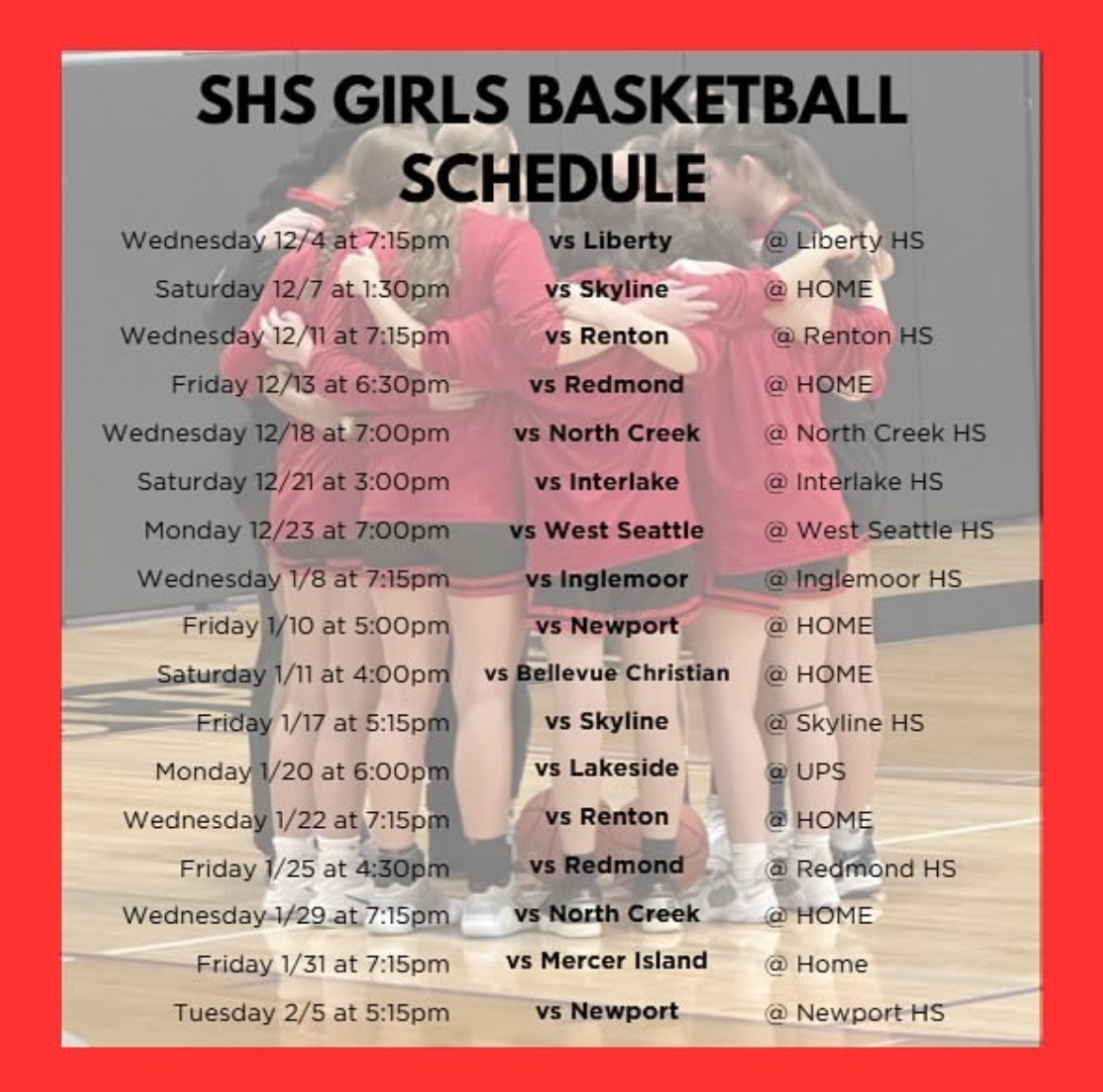 High school season schedule out - Go RedHawks!