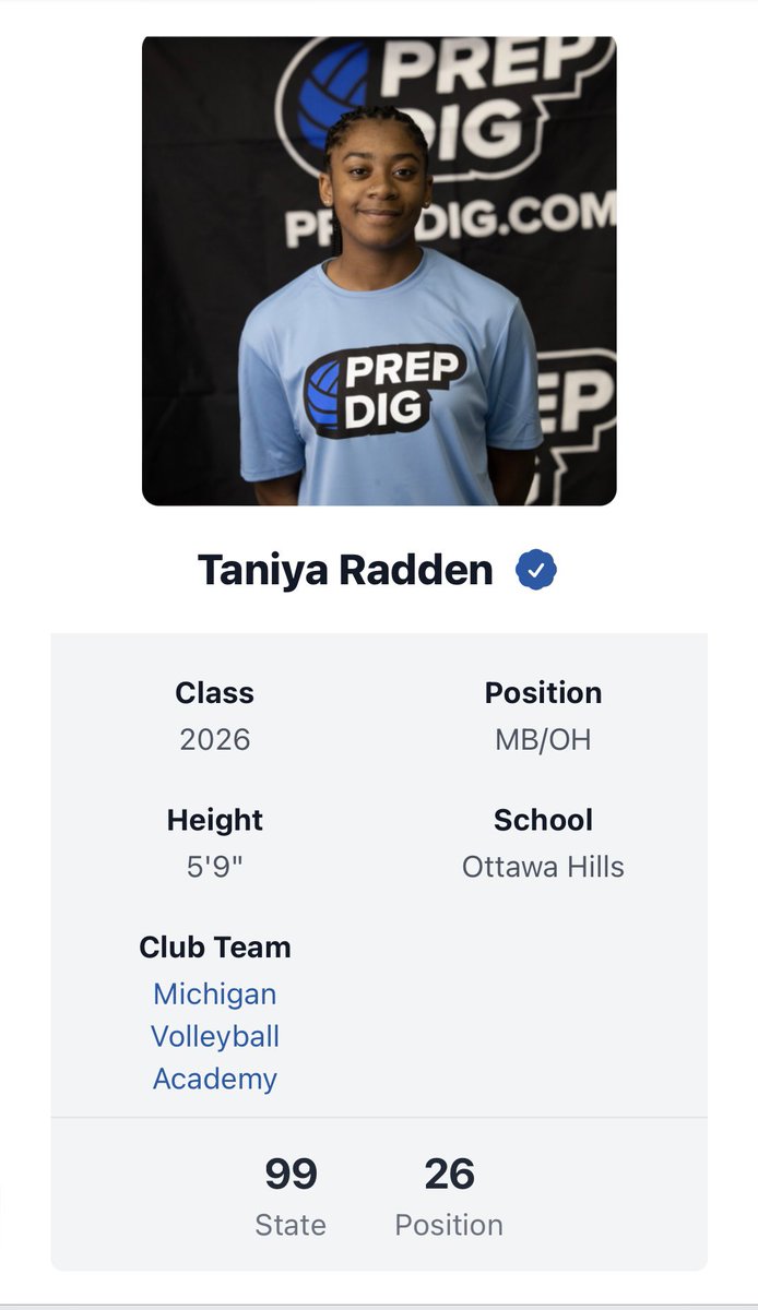 Thank you <a href="/PrepDig/">Prep Dig 🏐</a> and <a href="/PrepDigMI/">Prep Dig Michigan</a> for including me in your rankings! 

#volleyball #ranked #rankings #michigan #classof2026 #uncommitted #recruit #ready #determined
