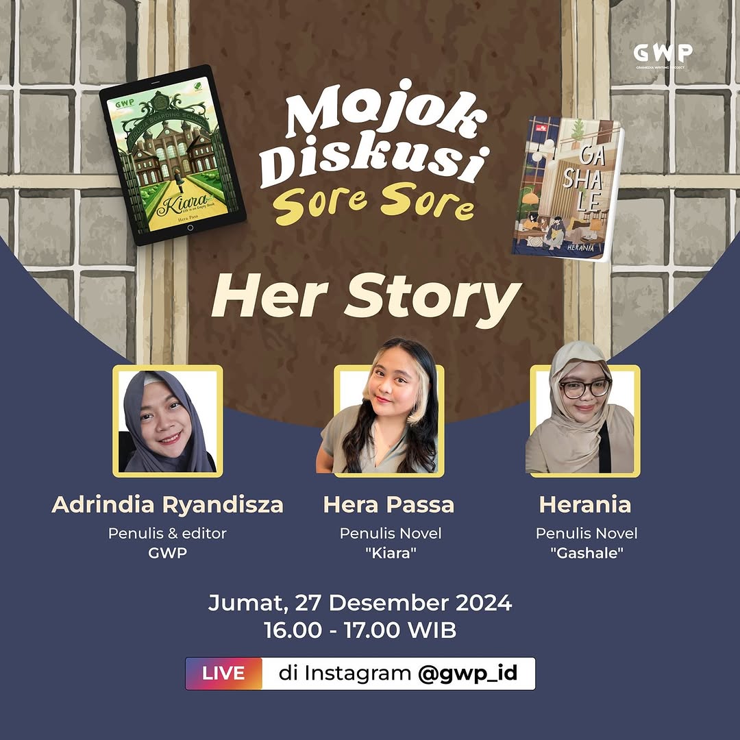GWP (@gwp_id) on Twitter photo Jangan Lewatkan Mojok Diskusi Her Story bersama <a href="/Herania_/">Herania ๐ฉ๐ปโ๐ป</a> penulis Gashale terbitan <a href="/elexmedia/">Elex Media Komputindo</a> dan <a href="/Herrapasa/">her</a> penulis Kiara: Life is An Empty Book terbitan <a href="/Penerbit_BIP/">Penerbit BIP</a>
Dicatat jadwalnya, ya.
๐: 16.00 - 17.00 WIB
๐: LIVE IG <a href="/GWP_ID/">GWP</a>
๐: Jumat, 27 Desember 2024 Jangan Lewatkan Mojok Diskusi Her Story bersama <a href="/Herania_/">Herania ๐ฉ๐ปโ๐ป</a> penulis Gashale terbitan <a href="/elexmedia/">Elex Media Komputindo</a> dan <a href="/Herrapasa/">her</a> penulis Kiara: Life is An Empty Book terbitan <a href="/Penerbit_BIP/">Penerbit BIP</a>
Dicatat jadwalnya, ya.
๐: 16.00 - 17.00 WIB
๐: LIVE IG <a href="/GWP_ID/">GWP</a>
๐: Jumat, 27 Desember 2024