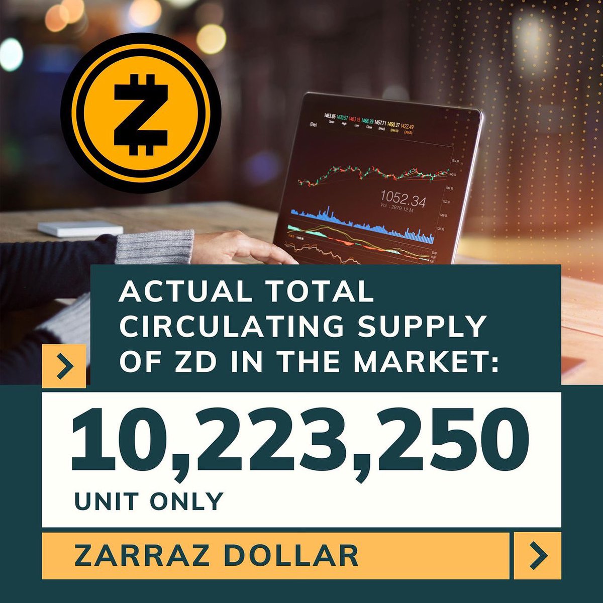 To all dear Zarrazworld Community. 

Actual total circulating supply of ZD in the market is 10,223,250 unit only.

#zarraz 
#zarrazworld 
#zarrazcommunity 
#zarrazdollar 
#zarrazdollarpotential