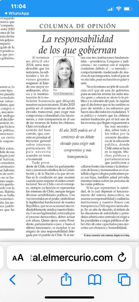 kebensperger's tweet image. Al terminar un difícil 2024, sería deseable exigir al Estado mayor coordinación y eficacia de la ineficiente burocracia, que dilapida nuestros escasos recursos. El año 2025 debería ser el comienzo de un debate elevado. El país necesita acuerdos en torno a lo esencial.