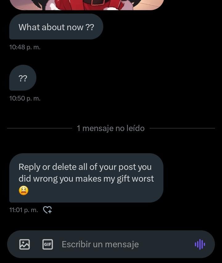 The person keeps insisting that I respond or I will delete my posts where I show that she copied me.. but this is my response (I don't feel well. Stop sending me so many messages, I don't want to talk to you and I don't feel well enough to talk to you.