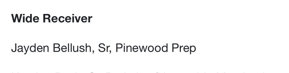 Jaden Bellush (@jaden17bellush) on Twitter photo Thank you <a href="/KevinLive5/">Kevin Bilodeau</a> for the All-Friday Night live honorable mention! <a href="/PPSAthletics/">Pinewood Athletics</a> <a href="/PPS_Football_/">Pinewood Football</a> <a href="/HolloMan21/">DeVonte Holloman</a> <a href="/mr_coach_king/">Thomas King</a> Thank you <a href="/KevinLive5/">Kevin Bilodeau</a> for the All-Friday Night live honorable mention! <a href="/PPSAthletics/">Pinewood Athletics</a> <a href="/PPS_Football_/">Pinewood Football</a> <a href="/HolloMan21/">DeVonte Holloman</a> <a href="/mr_coach_king/">Thomas King</a>
