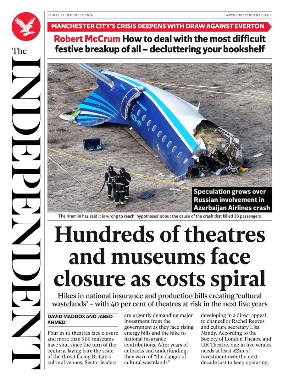 ukpapers's tweet photo. ๐ฌ๐ง Hundreds Of Theatres And Museums Face Closure As Costs Spiral
โซAlarm in sector as four in 10 of Britainโs theatres as well as many regional museums containing local and national archives are on the brink of closure
โซ@DavidPBMaddox @JabedAhm
https://t.co/mUwNvKbaRc
#frontpagestoday #digital #UK @Independent ๐ฌ๐ง