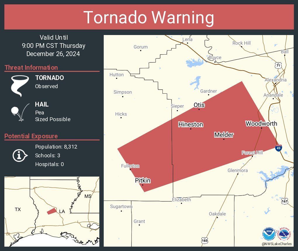 LimWeather's tweet photo. #TornadoWarning with #Tornado OTG in #Fullerton,C #Louisiana bound for #Pitkin,#OtisLA,#Hineston,#Woodworth,#Melder, possibly even #AlexandriaLA! Pls #TakeCover now!
#Wxtwitter #wxx #Severewx #SPC #Hail #Wind #LAwx https://t.co/4vjhsaLPbM