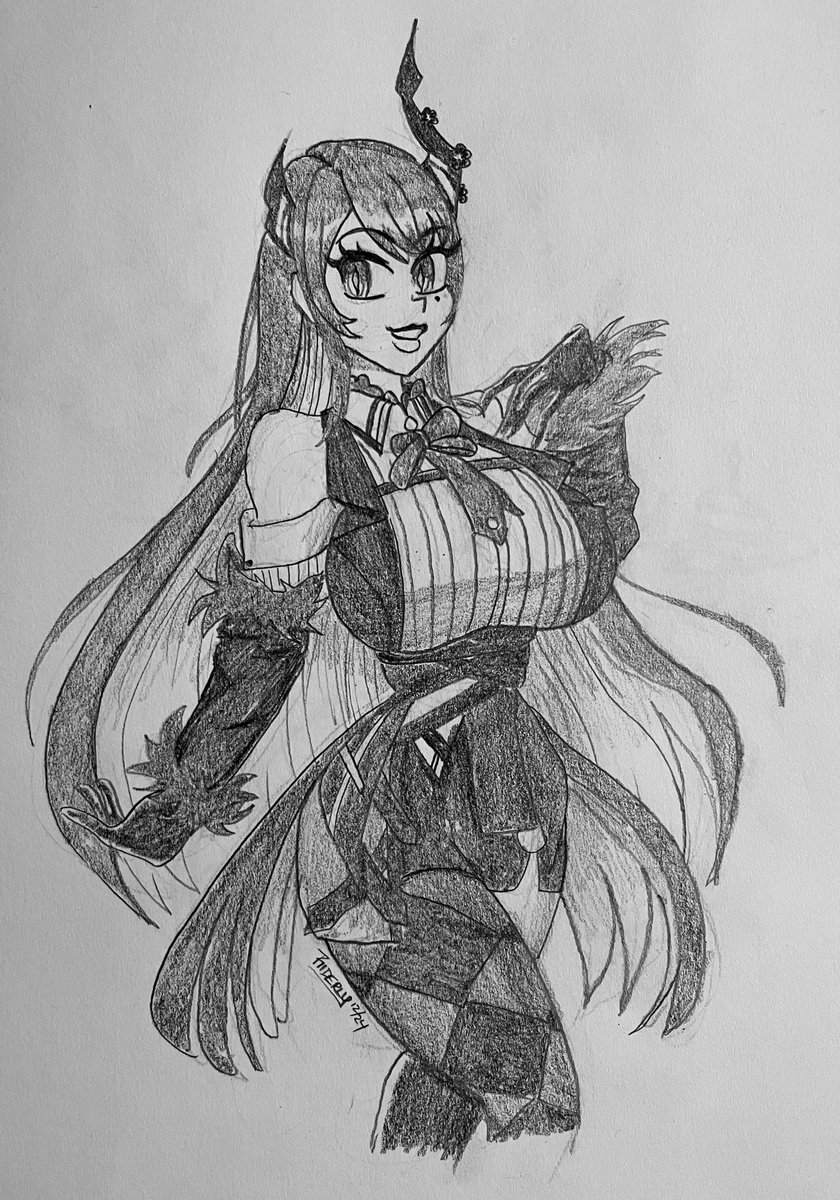 itzRiderly's tweet image. Yet another Nerissa drawing, this time with accurate mole placement! I hope I’m forgiven with this fanart! 🎼 #ravencrafts