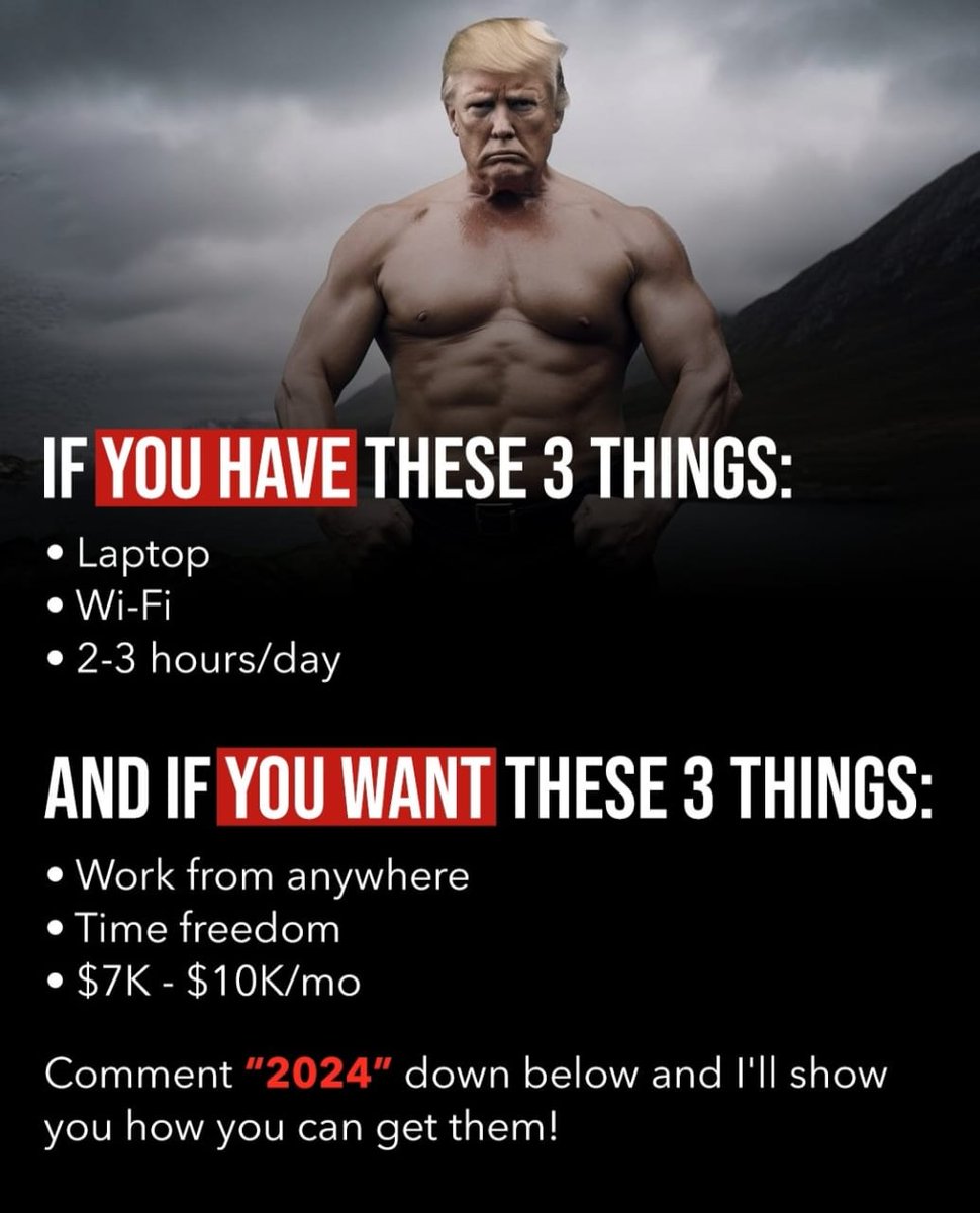 Thousands of people all over the world are doing this:

- Working remotely
- Working for only a few hours a week and
- Earning  $1K, $2K, or even more 

You need these 3 things to get started... 
- Laptop
- Wifi
- 2-3hr/day

Just...
❤️ Like,
🔁 REPOST,
💭 Comment "2024" down