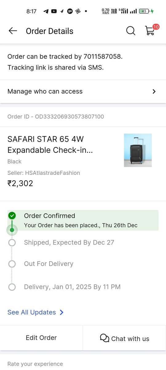 DeepakJhaEce's tweet image. Yesterday I ordered a trolley bag . Is Colour good or not ?  #MediumSize  #Offer  😊&quot;  In the mall the price of this bag around 5K &quot; !!